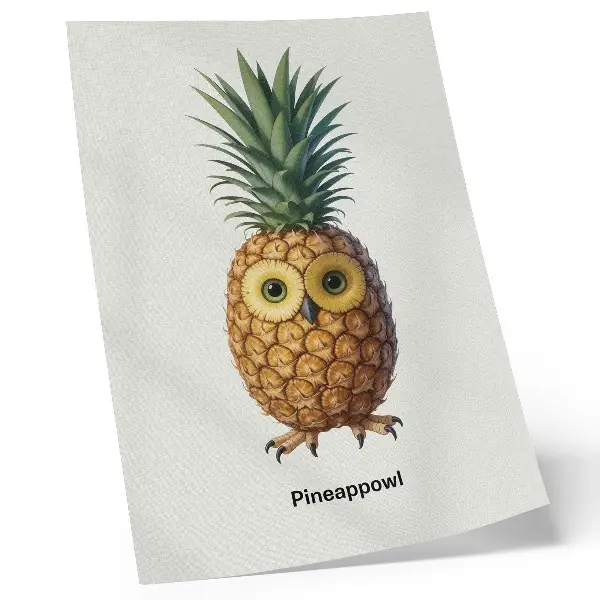 Pineapple and owl poster a fanciful illustration