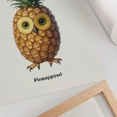 Pineapple and owl poster a fanciful illustration