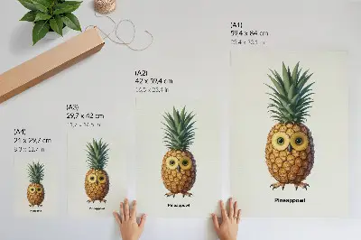 Pineapple and owl poster a fanciful illustration