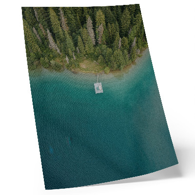Art print Forest lake bridge green blue climate