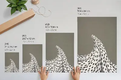 Decorative poster with a minimalist black dots pattern on a beige background