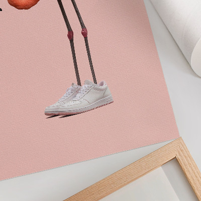 Poster Flamingo pink sports shoes pink background