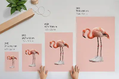 Poster flamingo pink sports shoes on a pink background