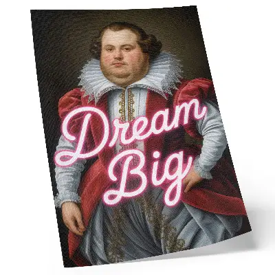 Premium wall art historical portrait with a modern neon inscription contrast
