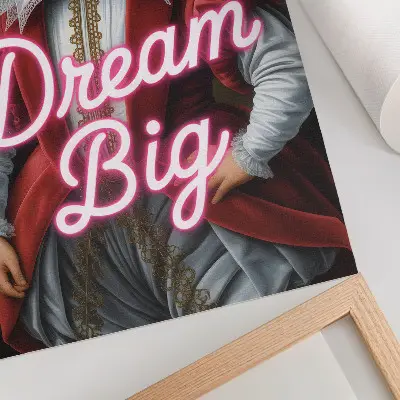 Premium wall art historical portrait with a modern neon inscription contrast