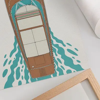 Decorative yacht poster minimalist print featuring symmetrical lines
