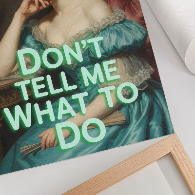 Poster A woman in a classic pose with an ironic inscription