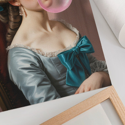 Premium wall art Portrait of a woman with bubble gum, retro style