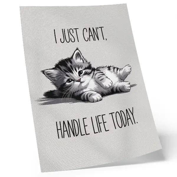 Kitten poster minimalist style on a gray background
