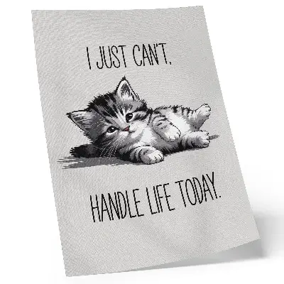 Kitten poster minimalist style on a gray background