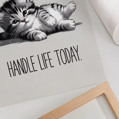 Kitten poster minimalist style on a gray background