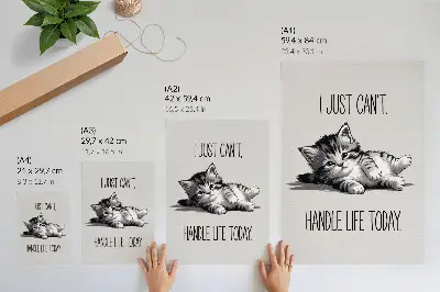 Kitten poster minimalist style on a gray background