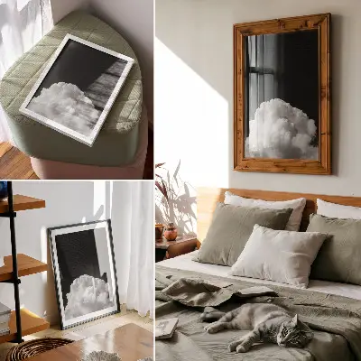 Premium wall art clouds on a black background