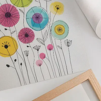 Art print colorful flowers in a modern style