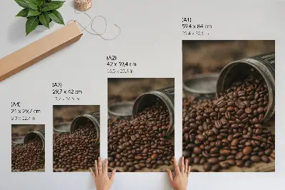 Coffee beans wall art scattered composition from a can