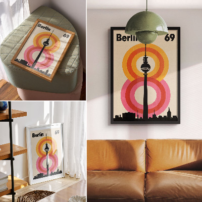 Decorative poster Retro atmosphere tower circle colorful rings