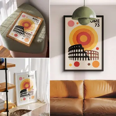 Art print colosseum artistic retro circles design