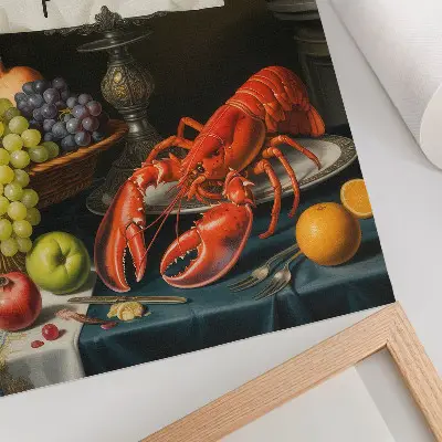 Decorative lobster poster with eclectic colors and humorous inscription