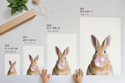 Premium wall art Rabbits animals pink bubble gum