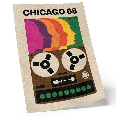Art print Colorful silhouettes of a retro tape recorder