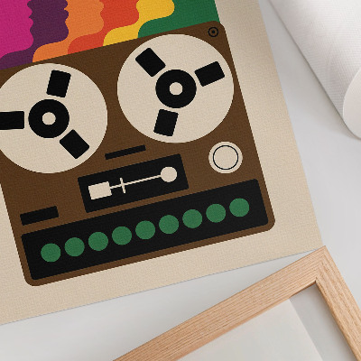 Art print Colorful silhouettes of a retro tape recorder