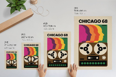 Art print Colorful silhouettes of a retro tape recorder