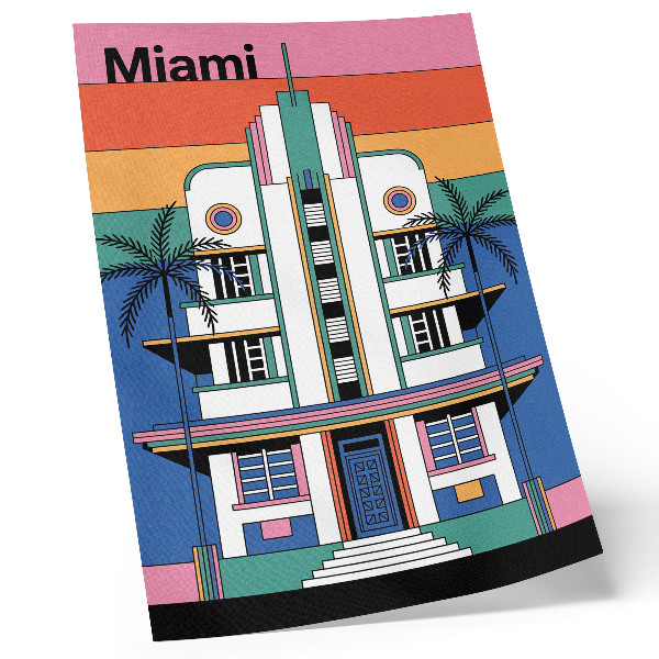 Decorative poster Art deco tropical colors palm trees energy Miami