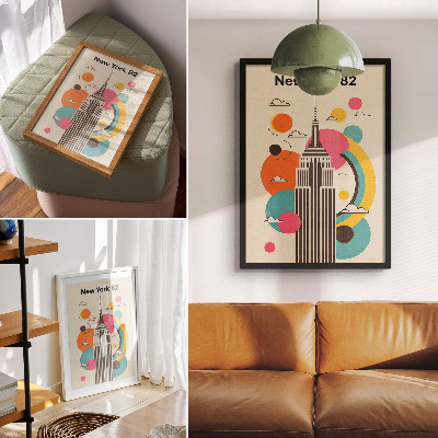 Poster A dynamic city full of vibrant colors