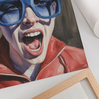 Art print Portrait of a person wearing glasses, vivid colors, emotions