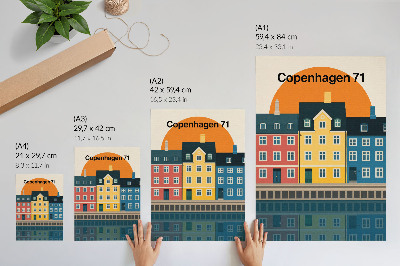 Decorative poster Colorful waterfront houses minimalist aesthetic