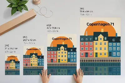 Colorful waterfront houses minimalist aesthetic poster decorative wall art