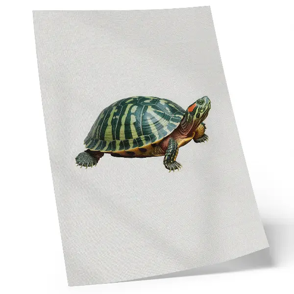 Green Turtle Art Print with nature harmony details