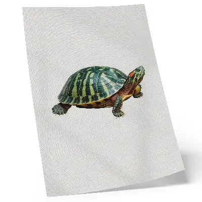 Green Turtle Art Print with nature harmony details