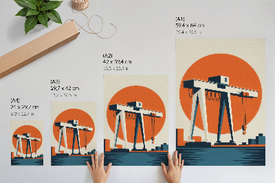 Premium wall art Retro crane orange industrial circle