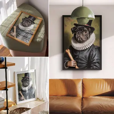 Renaissance dog wall art premium canvas print