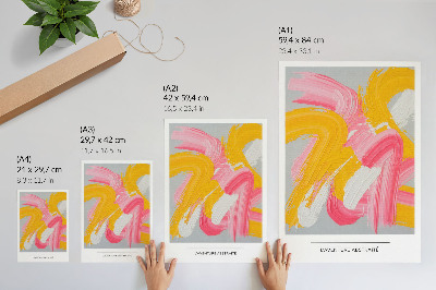 Decorative poster Dynamic strokes of pink yellow white