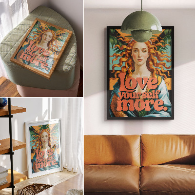 Poster Woman leaves contrasting lettering