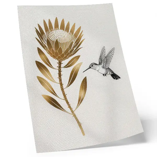Hummingbird and flower wall art a modern decorative print