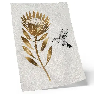 Hummingbird and flower wall art a modern decorative print