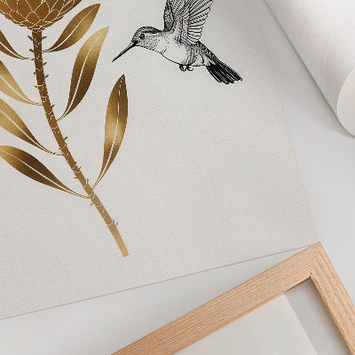 Premium wall art A hummingbird and flower motif in a modern tone