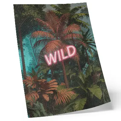 Tropical leaves neon sign freshness art print