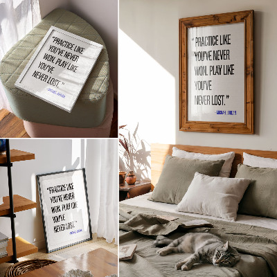 Premium wall art Black lettering on a white background, simple layout