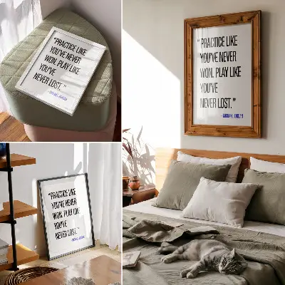 Premium wall art black lettering on a white background with a simple layout