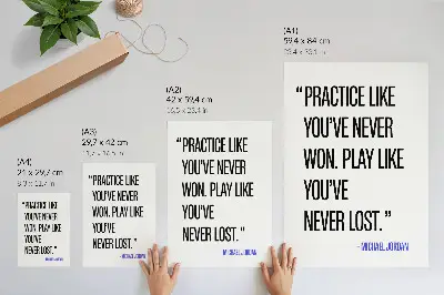 Premium wall art black lettering on a white background with a simple layout