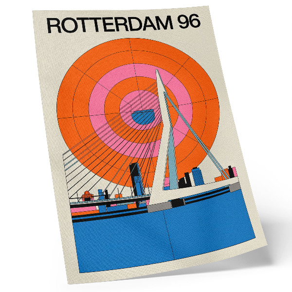 Decorative poster Bridge and city in geometric patterns