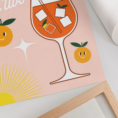 Premium wall art Orange yellow smiling fruit lettering