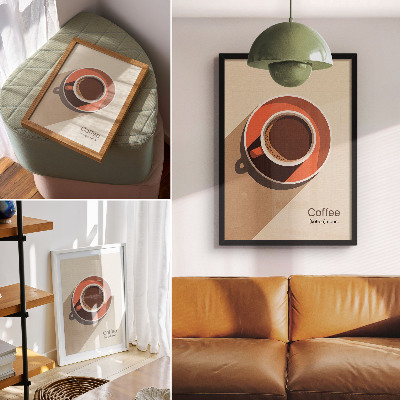 Decorative poster Coffee cup warm colors minimalist