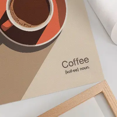 Decorative poster minimalist coffee cup with warm colors