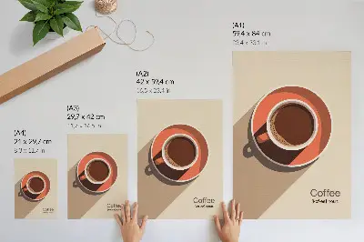 Decorative poster minimalist coffee cup with warm colors