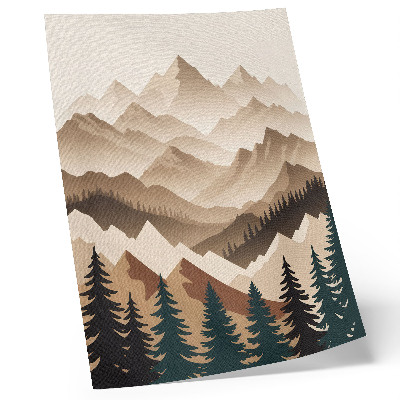 Art print Mountains and trees harmony of nature calm shades